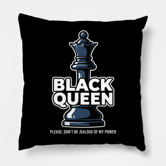 Sassy Black Queen Chess Pillow by enrynz