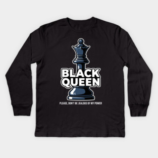 Sassy Black Queen Chess Kids Long Sleeve T-Shirt