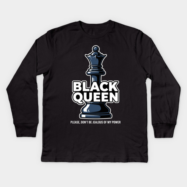 Sassy Black Queen Chess Kids Long Sleeve T-Shirt by enrynz