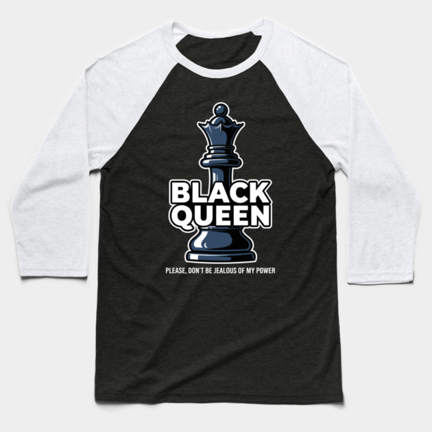 Sassy Black Queen Chess Baseball T-Shirt by enrynz