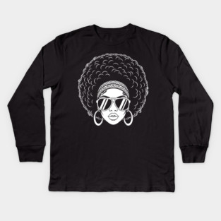 Sassy 70s Afro Diva Kids Long Sleeve T-Shirt