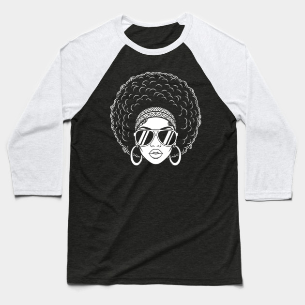 Sassy 70s Afro Diva Baseball T-Shirt by enrynz