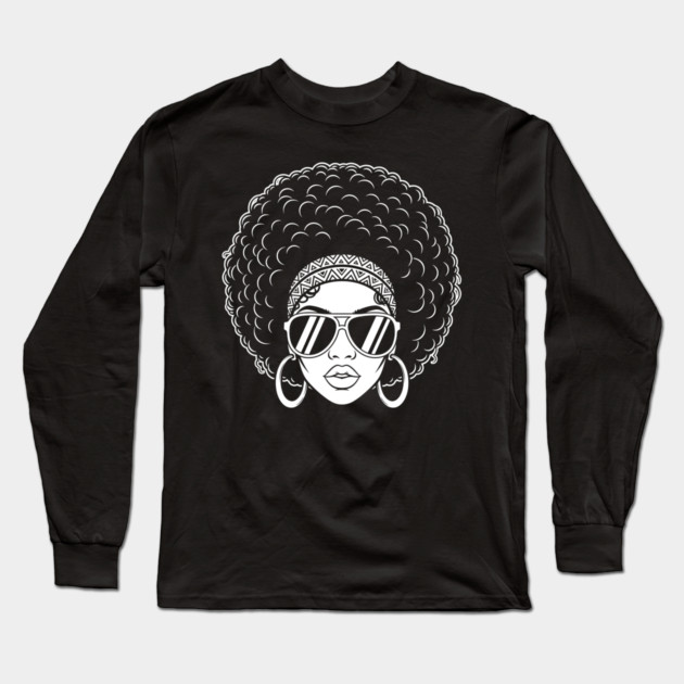 Sassy 70s Afro Diva Long Sleeve T-Shirt by enrynz