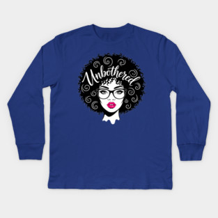 Unbothered Sassy Afro Queen Kids Long Sleeve T-Shirt