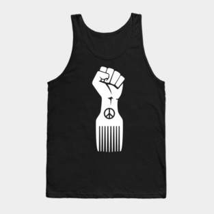 Iconic Black Power Fist with Peace & Afro Pick Tank Top