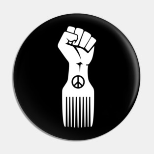 Iconic Black Power Fist with Peace & Afro Pick Pin