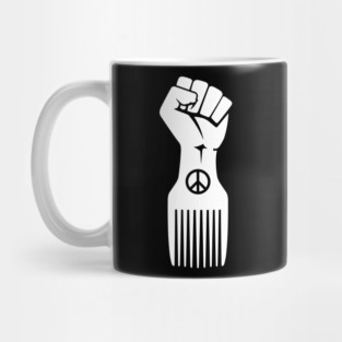 Iconic Black Power Fist with Peace & Afro Pick Mug