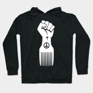 Iconic Black Power Fist with Peace & Afro Pick Hoodie