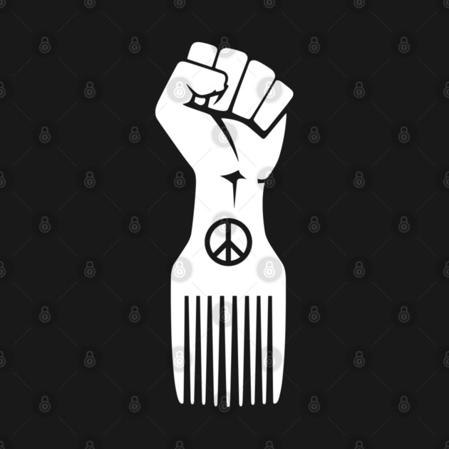 Iconic Black Power Fist with Peace & Afro Pick by enrynz