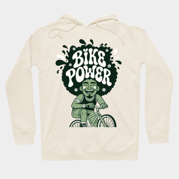 Bike Power! Groovy Afro Cyclist Hoodie by enrynz