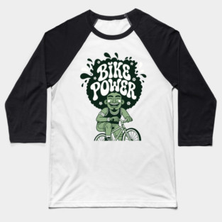 Bike Power! Groovy Afro Cyclist Baseball T-Shirt