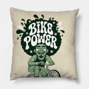 Bike Power! Groovy Afro Cyclist Pillow
