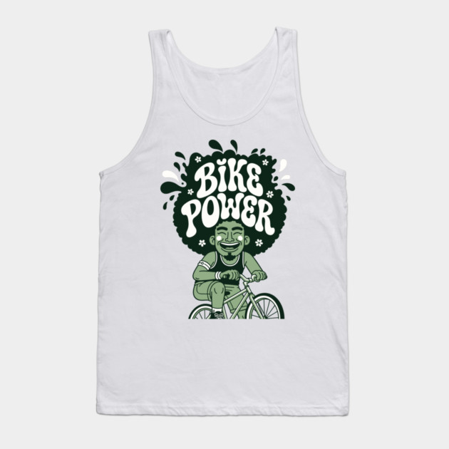 Bike Power! Groovy Afro Cyclist Tank Top by enrynz
