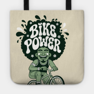 Bike Power! Groovy Afro Cyclist Tote