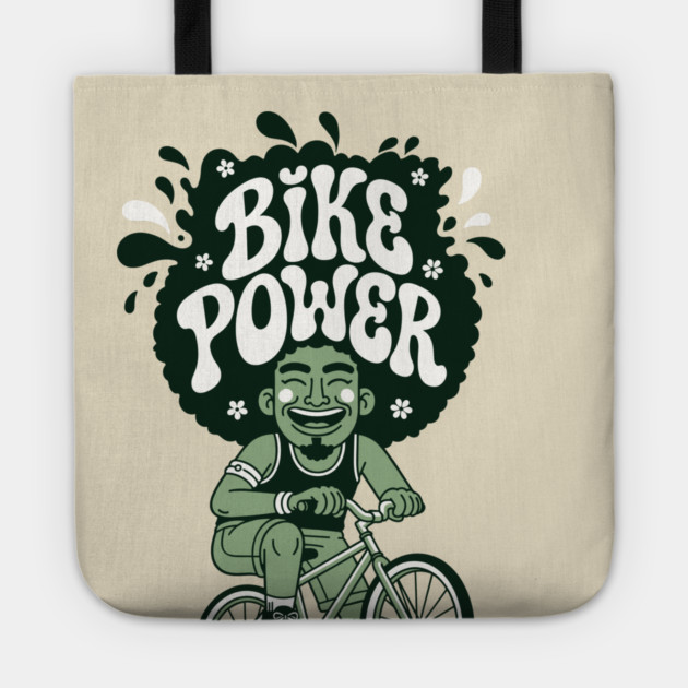 Bike Power! Groovy Afro Cyclist Tote by enrynz