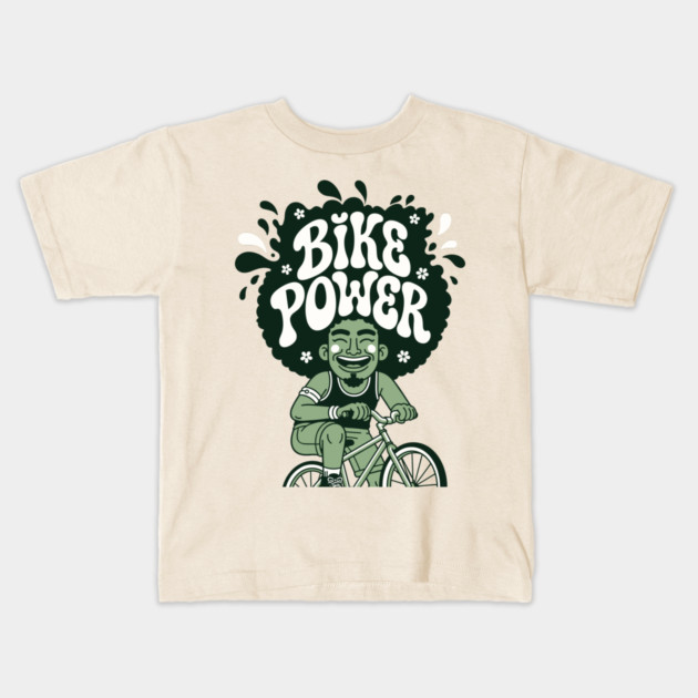 Bike Power! Groovy Afro Cyclist Kids T-Shirt by enrynz