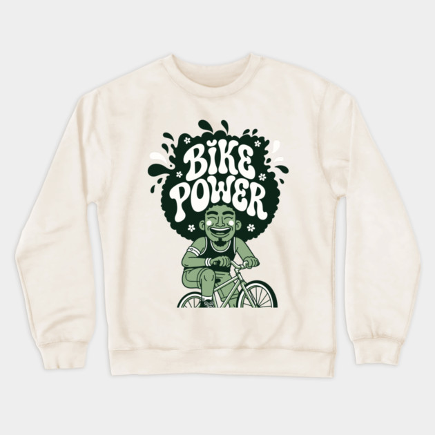Bike Power! Groovy Afro Cyclist Crewneck Sweatshirt by enrynz