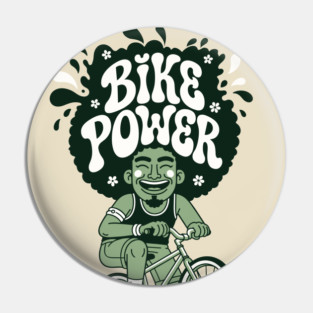 Bike Power! Groovy Afro Cyclist Pin