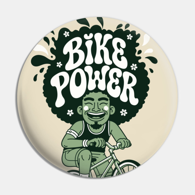 Bike Power! Groovy Afro Cyclist Pin by enrynz