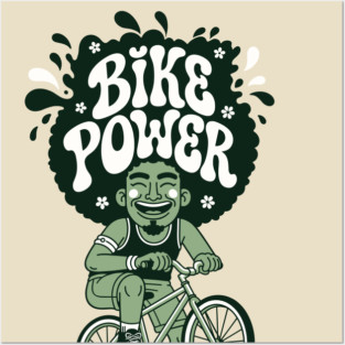 Bike Power! Groovy Afro Cyclist Posters and Art