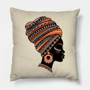 Vibrant African Queen Headwrap Pillow