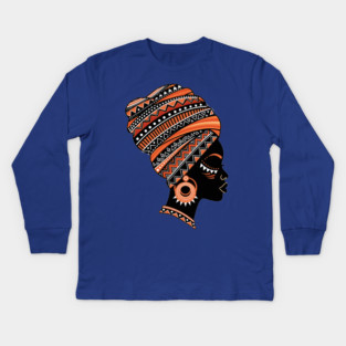 Vibrant African Queen Headwrap Kids Long Sleeve T-Shirt