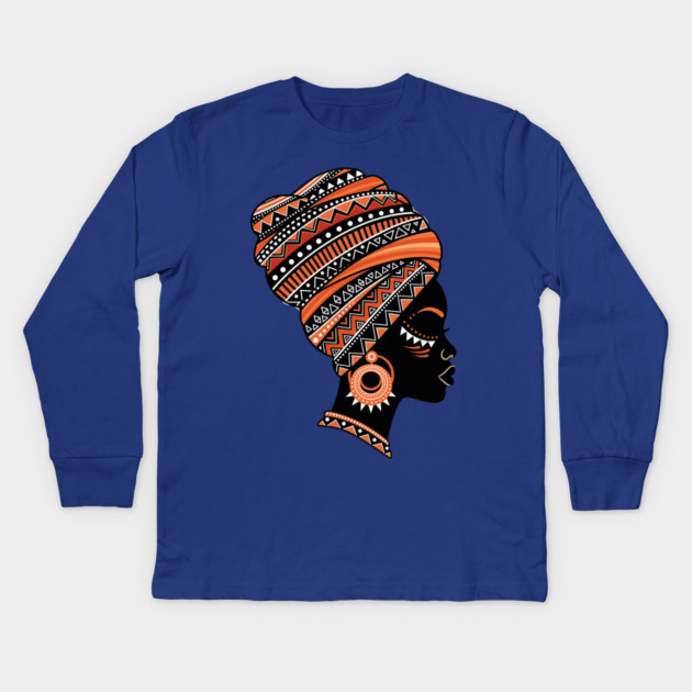 Vibrant African Queen Headwrap Kids Long Sleeve T-Shirt by enrynz