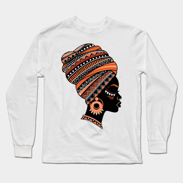 Vibrant African Queen Headwrap Long Sleeve T-Shirt by enrynz