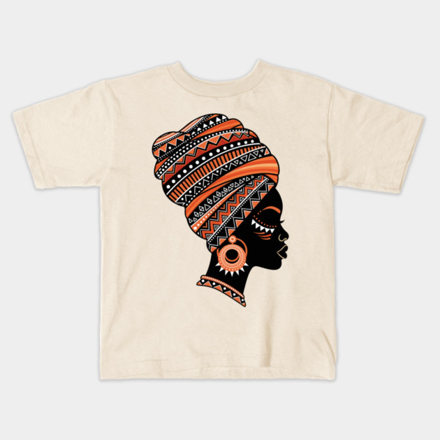 Vibrant African Queen Headwrap Kids T-Shirt by enrynz