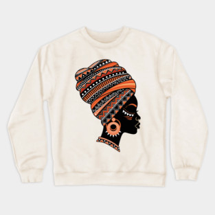 Vibrant African Queen Headwrap Crewneck Sweatshirt