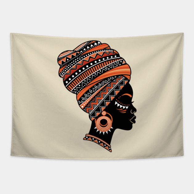 Vibrant African Queen Headwrap Tapestry by enrynz