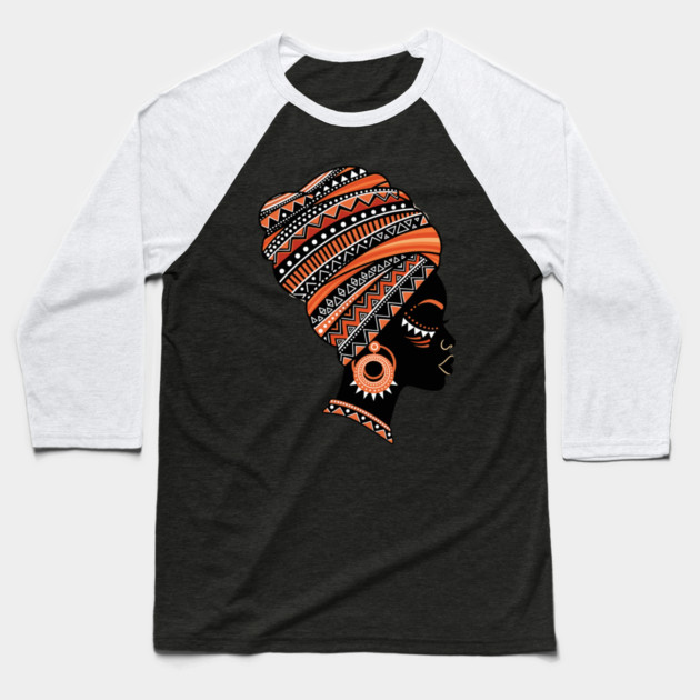 Vibrant African Queen Headwrap Baseball T-Shirt by enrynz