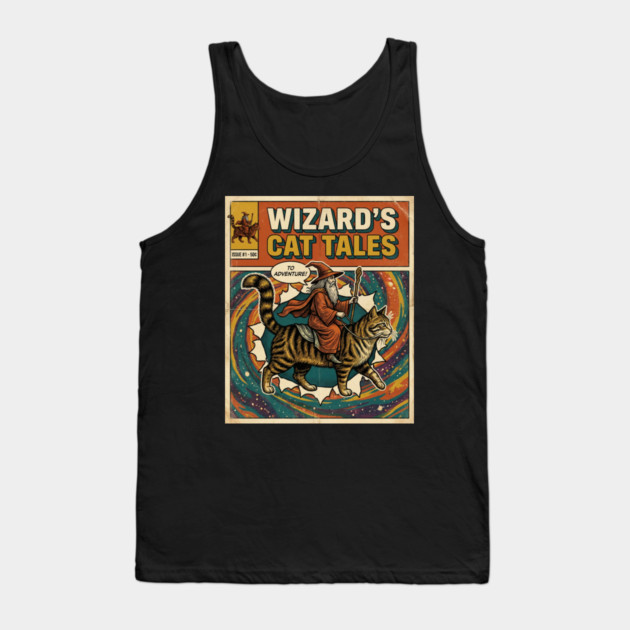 Wizard's Cat Tales To Adventure! Comic Book Vintage Tank Top by ArtistTee ⭐⭐⭐⭐⭐