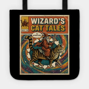 Wizard's Cat Tales To Adventure! Comic Book Vintage Tote