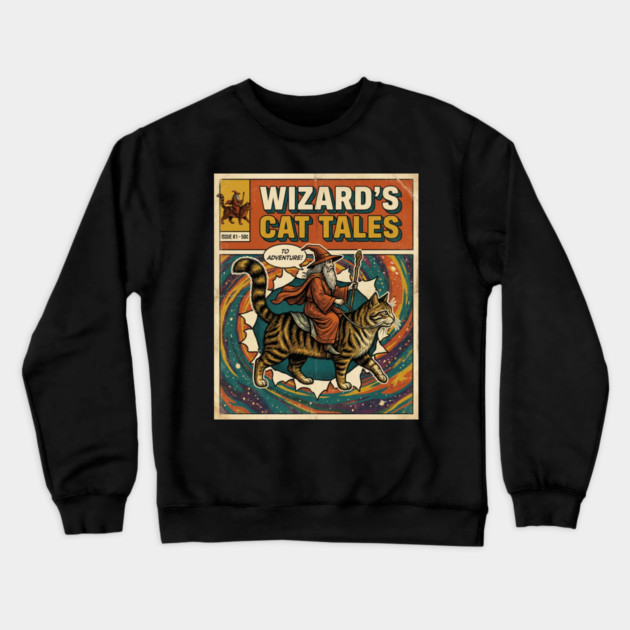 Wizard's Cat Tales To Adventure! Comic Book Vintage Crewneck Sweatshirt by ArtistTee ⭐⭐⭐⭐⭐