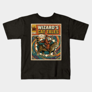 Wizard's Cat Tales To Adventure! Comic Book Vintage Kids T-Shirt