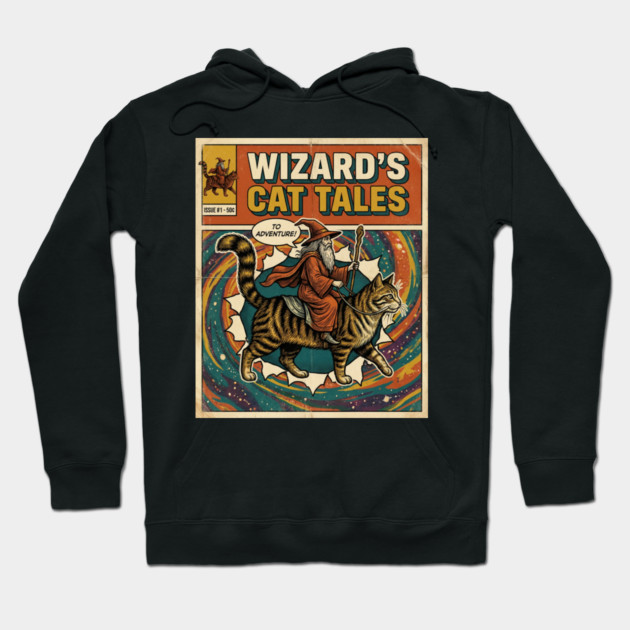 Wizard's Cat Tales To Adventure! Comic Book Vintage Hoodie by ArtistTee ⭐⭐⭐⭐⭐