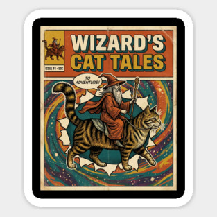 Wizard's Cat Tales To Adventure! Comic Book Vintage Sticker