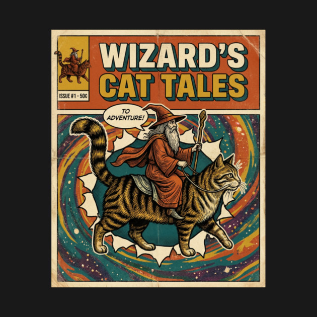Wizard's Cat Tales To Adventure! Comic Book Vintage by ArtistTee ⭐⭐⭐⭐⭐