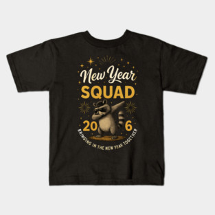 New Year Squad 2016 Bringing In The New Year Together Raccoon Dabbing Kids T-Shirt