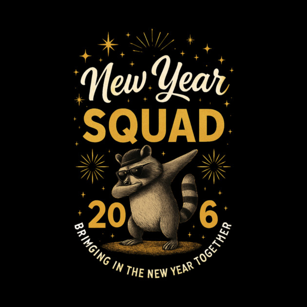 New Year Squad 2016 Bringing In The New Year Together Raccoon Dabbing by ArtistTee ⭐⭐⭐⭐⭐