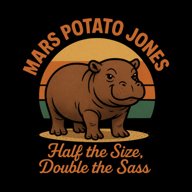 Mars Potato Jones Half The Size, Double The Sass Funny Hippopotamus by ArtistTee ⭐⭐⭐⭐⭐