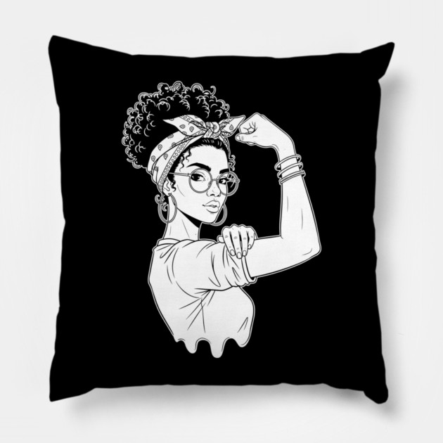 Fierce Black Rosie Riveter Flex Pillow by enrynz