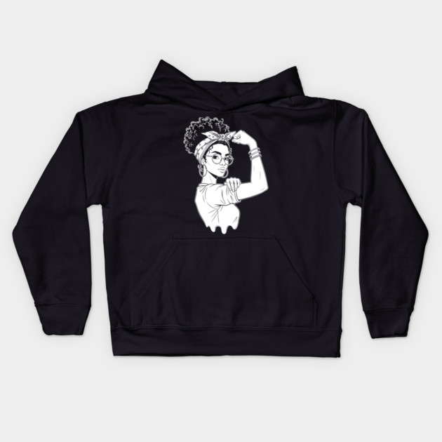 Fierce Black Rosie Riveter Flex Kids Hoodie by enrynz