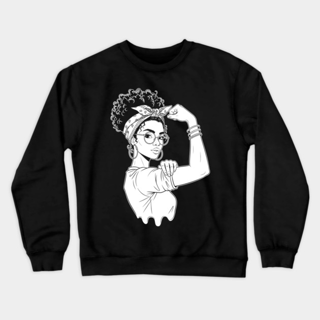 Fierce Black Rosie Riveter Flex Crewneck Sweatshirt by enrynz