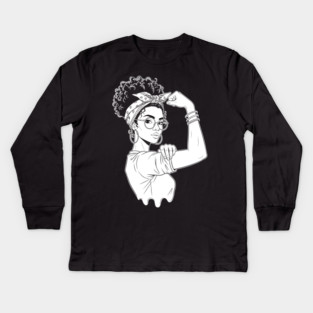 Fierce Black Rosie Riveter Flex Kids Long Sleeve T-Shirt