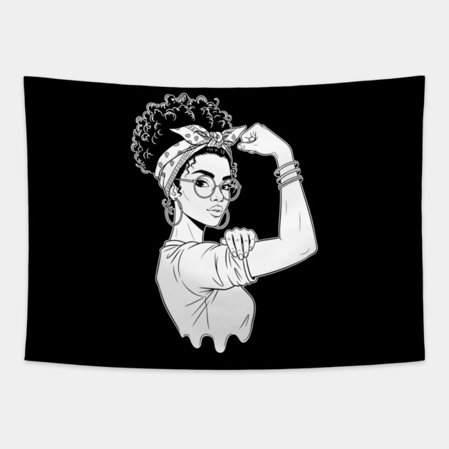 Fierce Black Rosie Riveter Flex Tapestry by enrynz