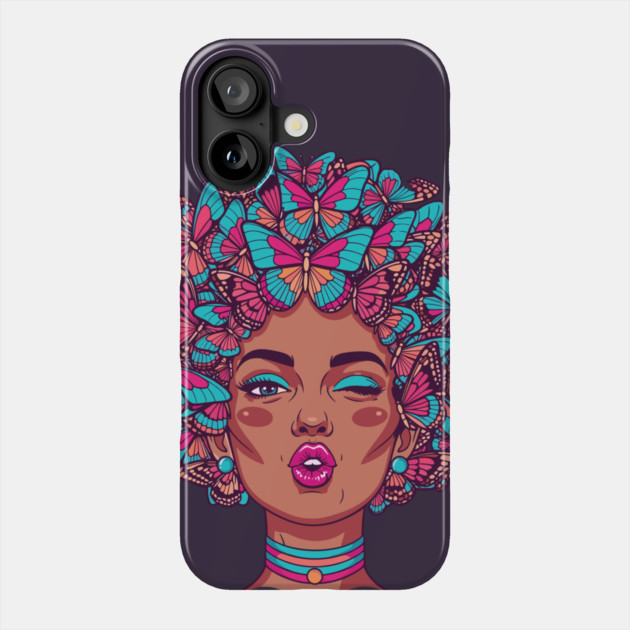 Butterfly Afro Diva Phone Case by enrynz