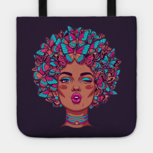 Butterfly Afro Diva Tote