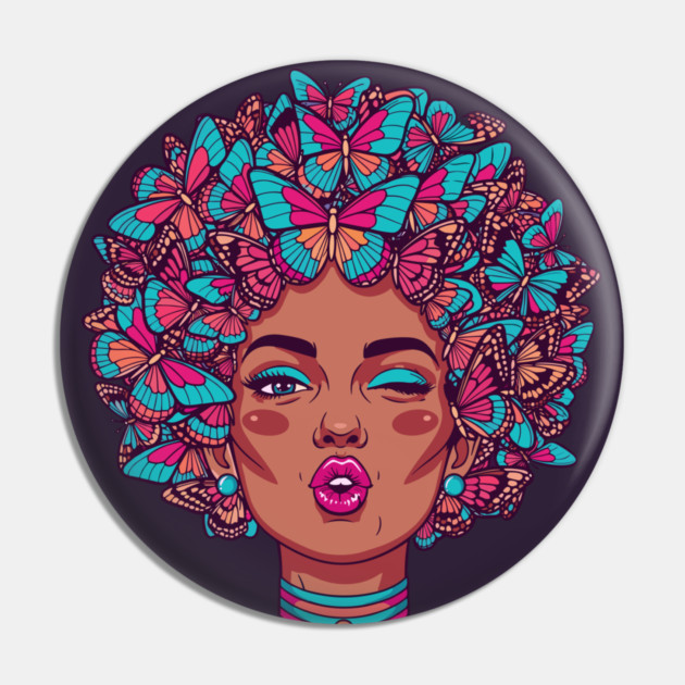 Butterfly Afro Diva Pin by enrynz